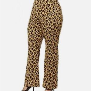 IMAN Plus Size Leopard Print Women's Pull On Wide-Leg Pants size 3X